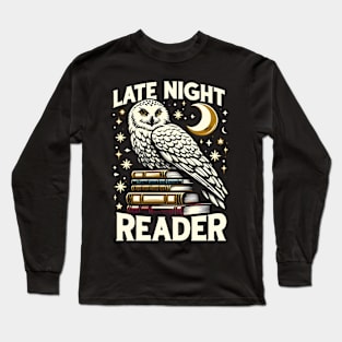 Late Night Reader - Snowy Owl - Fantasy Long Sleeve T-Shirt